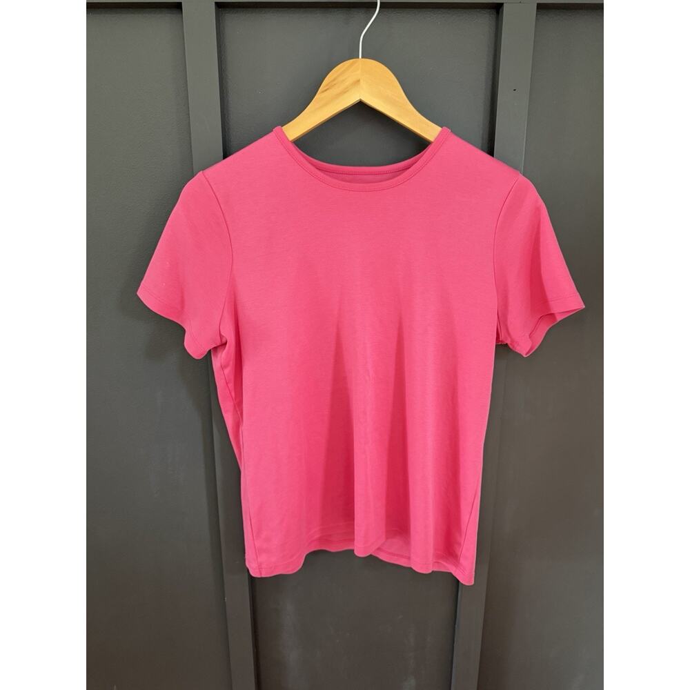 LL Bean Pima 100% Cotton T-Shirt Women's Size M Reg Pink Short Sleeve Crew Neck